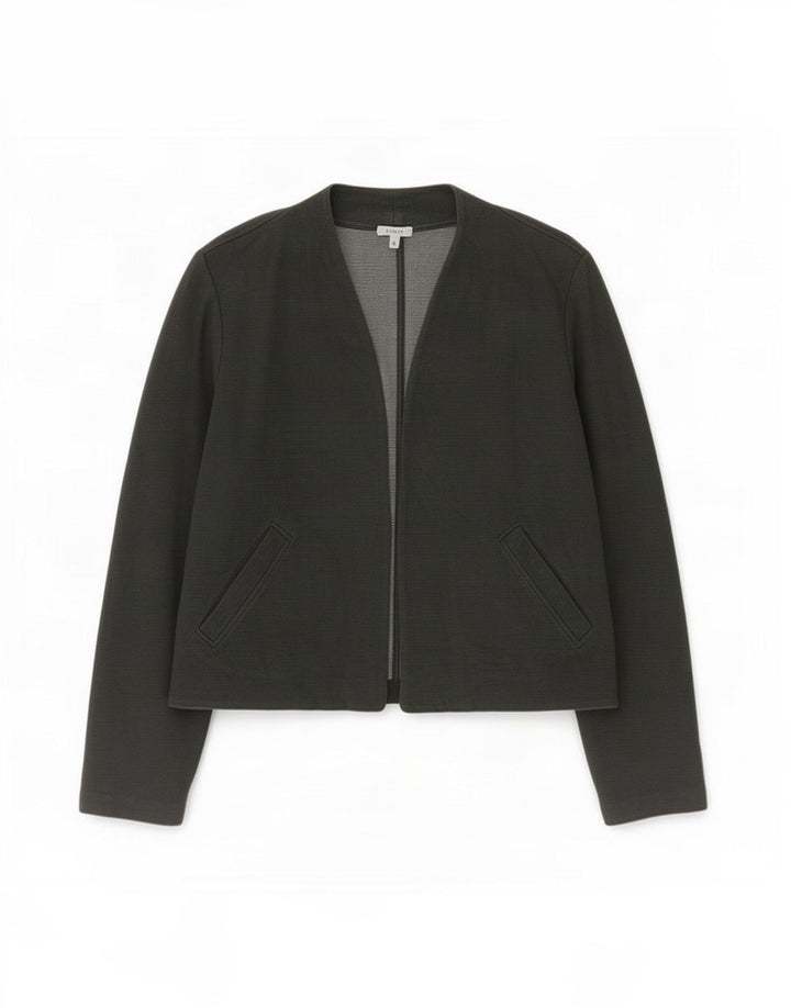 Jigsaw Womens Open Blazer Jacket UK 14 Medium Grey Cotton