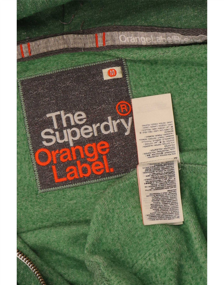 Superdry hættetrøje med lynlås til mænd, mellemgrøn flekket polyester
