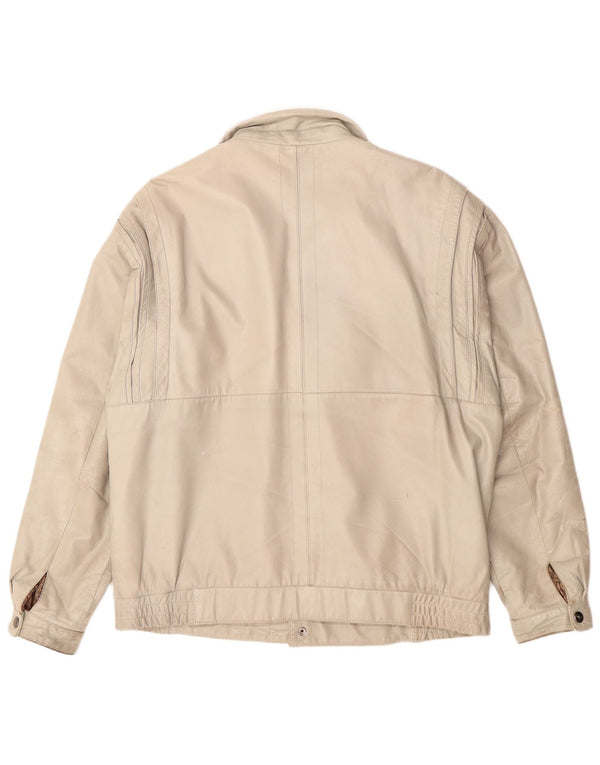 Vintage Herre Læderjakke EU 54 2XL Grå Læder