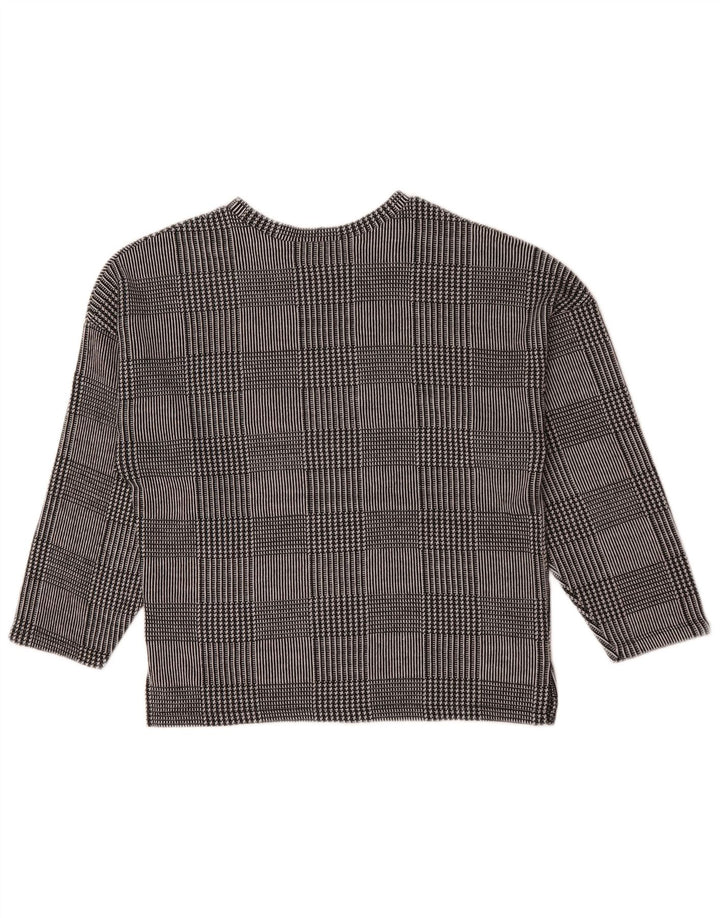 Zara Dame Oversized Crew Neck Jumper Sweater UK 10 Small Grey Check
