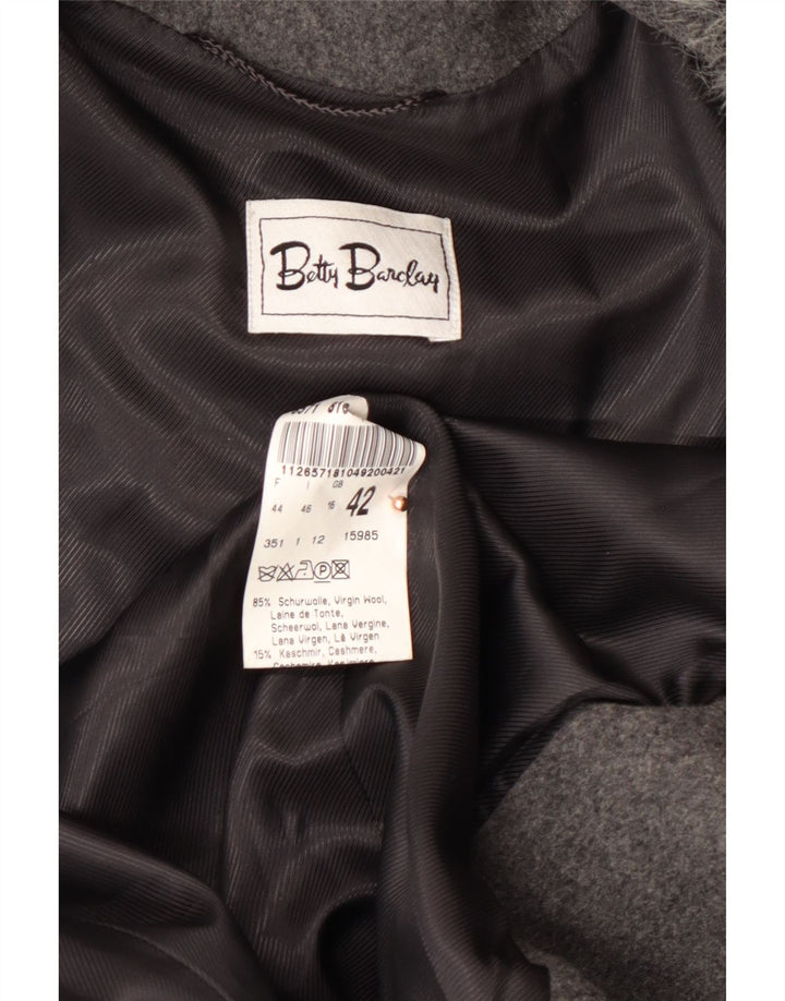 BETTY BARCLAY Dame Overfrakke UK 16 Stor Grå Ny Uld