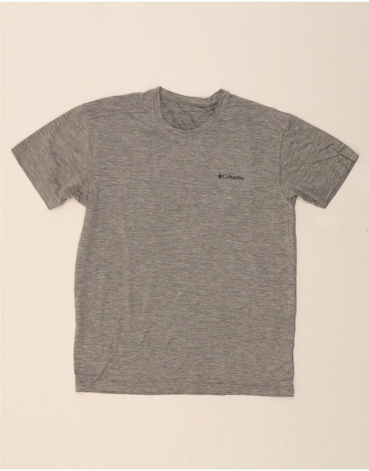 COLUMBIA Mens Omni-Tech T-Shirt Top Medium Grey Pinstripe Polyester Vintage Columbia and Second-Hand Columbia from Messina Hembry 
