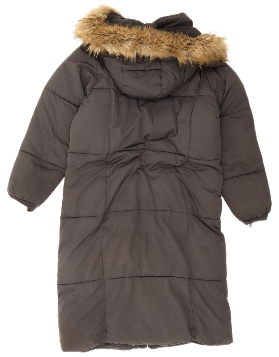 Zara Dame Hætte Oversized Polstret Frakke UK 6 XS Grå Polyester