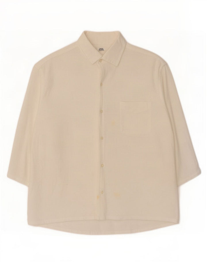 Trussardi Herre 3/4-ærmet Overshirt Skjorte Large White