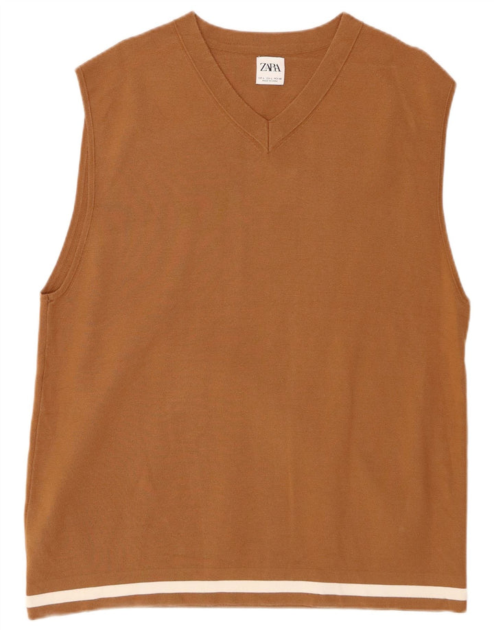 ZARA Vest Tank Top Stor Brun Viscose