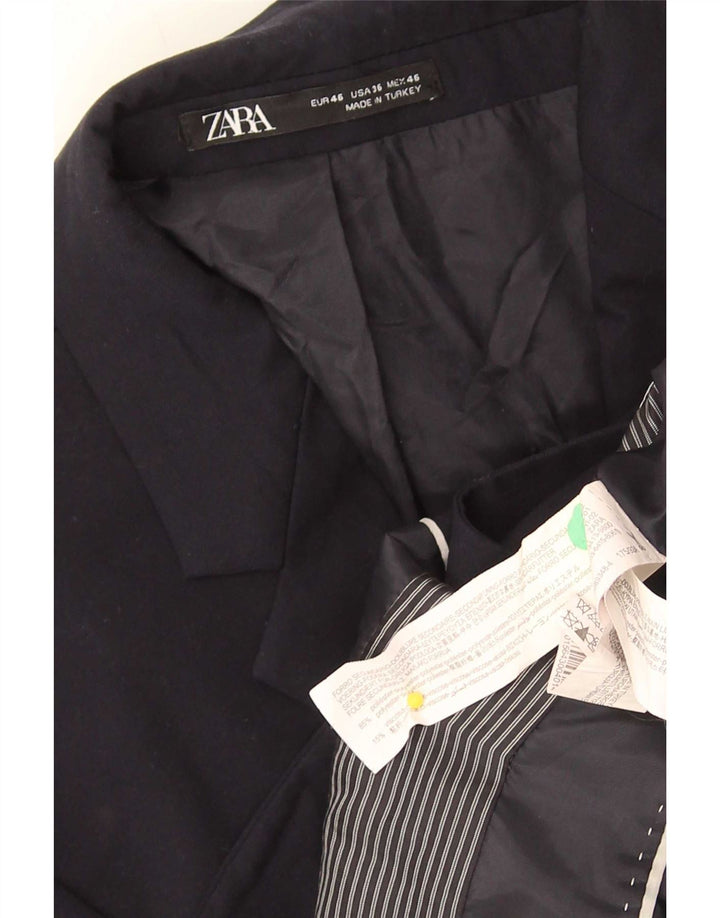 Zara Blazerjakke til mænd med 2 knapper EU 46 Small Navy Blue Polyester