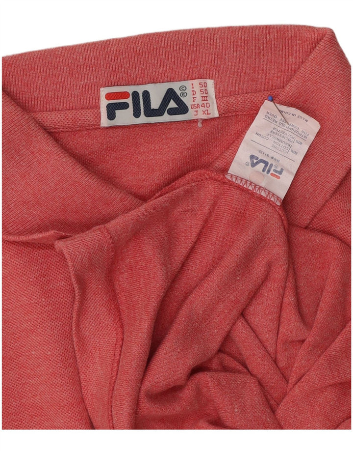 Fila Polo Shirt til mænd IT 50 Medium Rød Flecked Bomuld