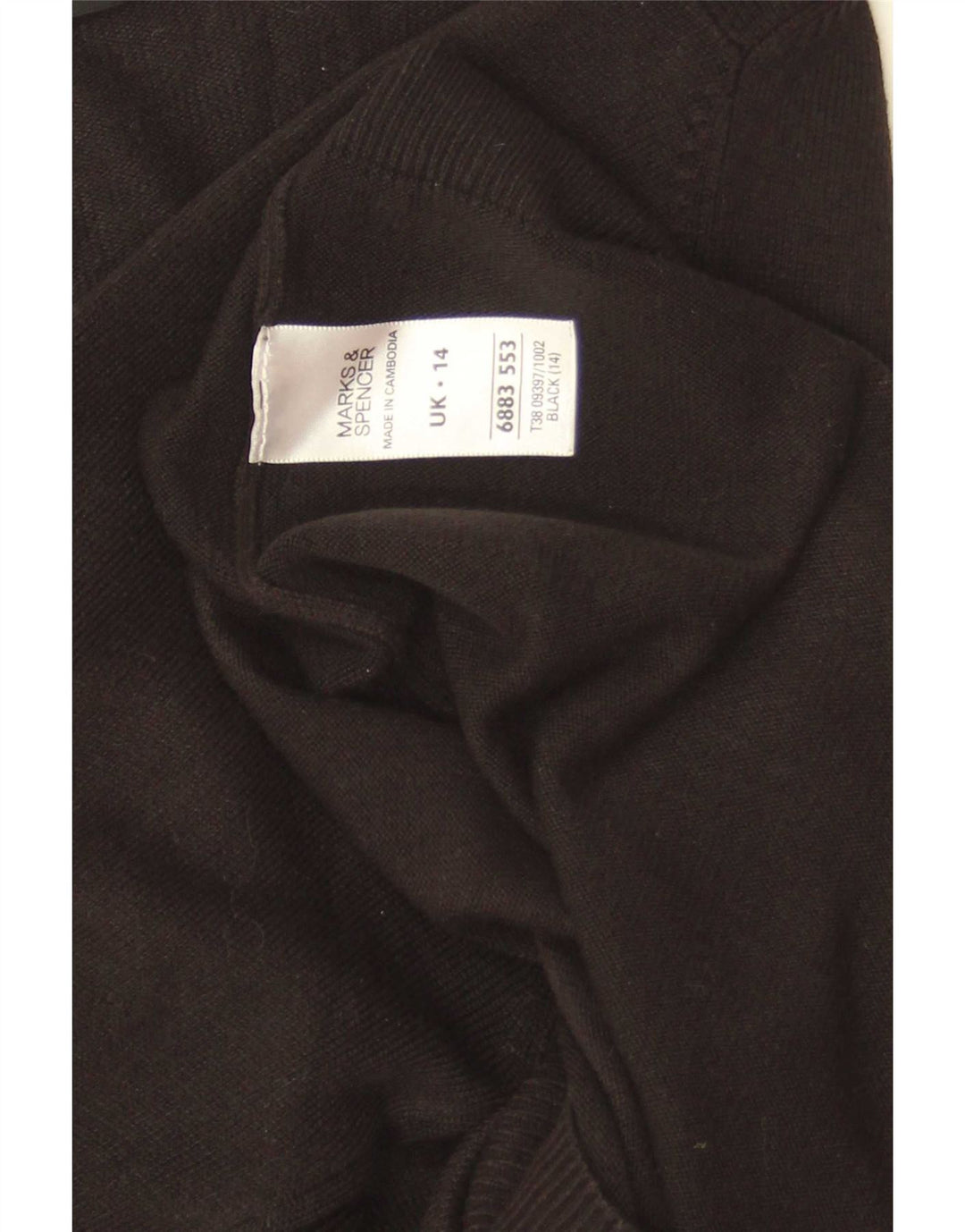 Marks & Spencer Dame V-hals sweater UK 14 Stor sort akryl