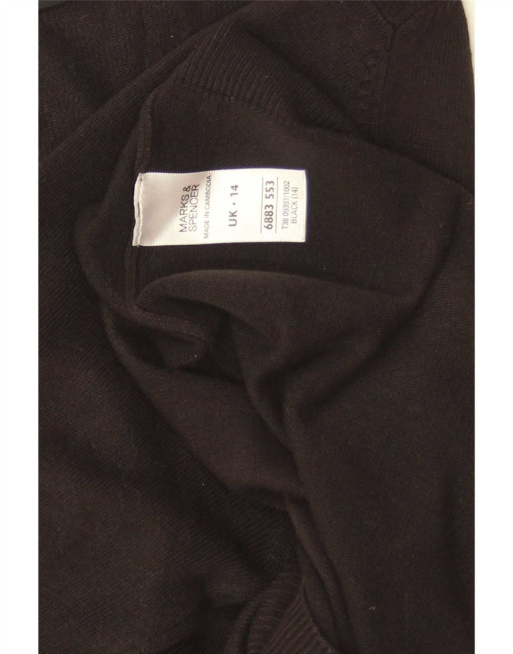Marks & Spencer Dame V-hals sweater UK 14 Stor sort akryl
