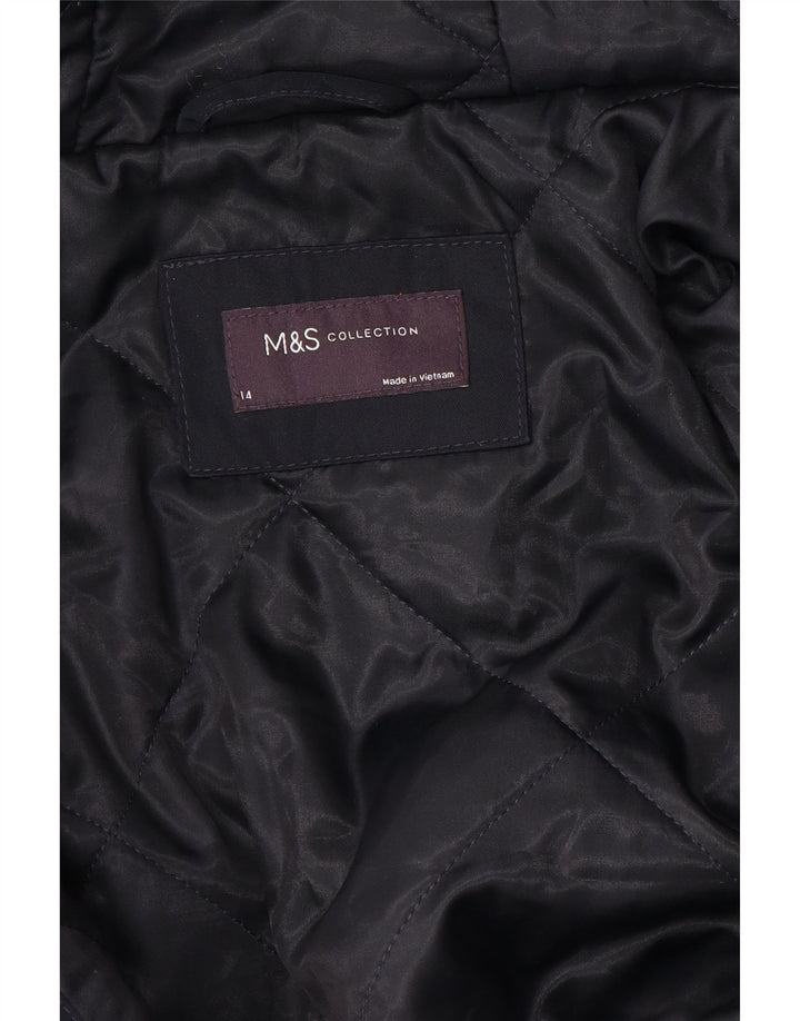 Marks & Spencer Dame Hooded Windbreaker Coat UK 14 Medium Navy Blue