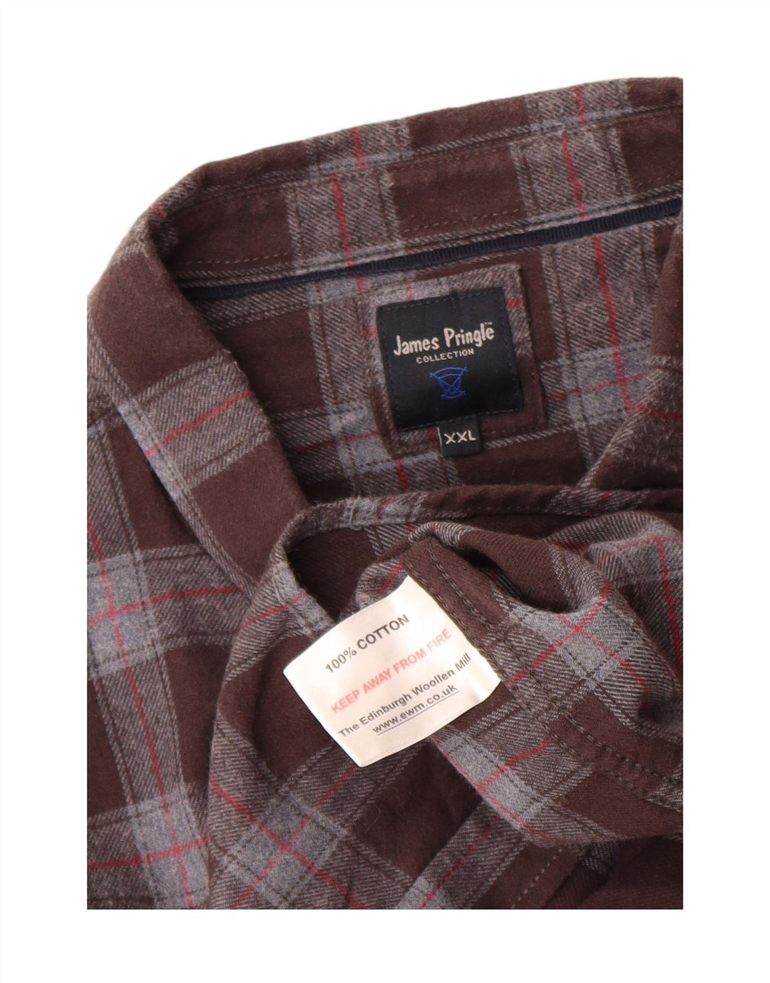 James Pringle herre flannelskjorte 2XL brun ternet bomuld