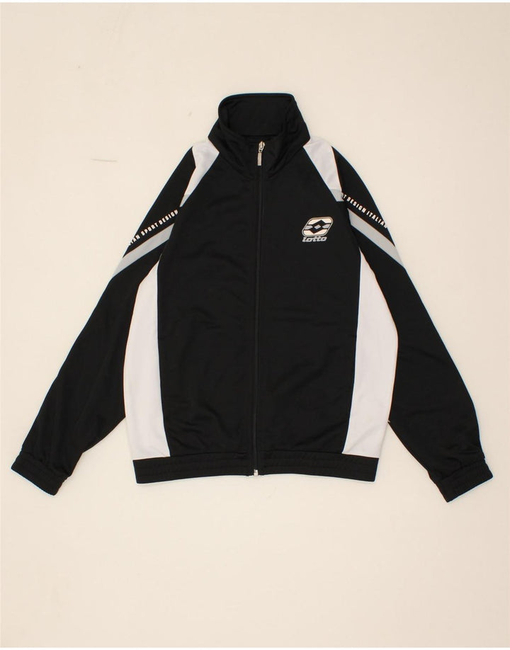 LOTTO Boys Tracksuit Top Jacket 12-13 Years Medium Black Colourblock Vintage Lotto and Second-Hand Lotto from Messina Hembry 