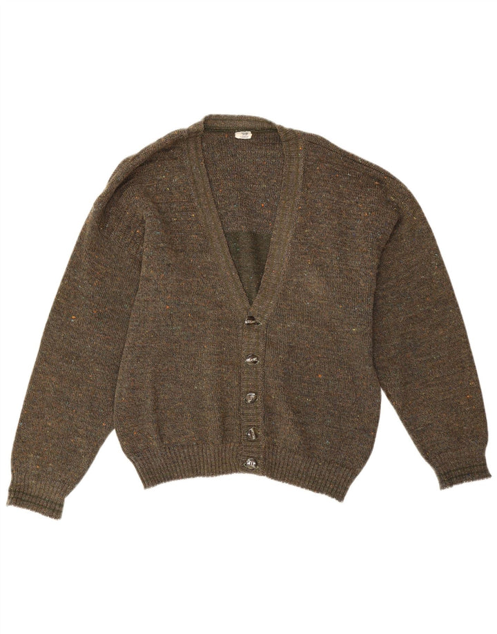 Vintage herre cardigan sweater IT 50 Medium Khaki Flecked Acryl
