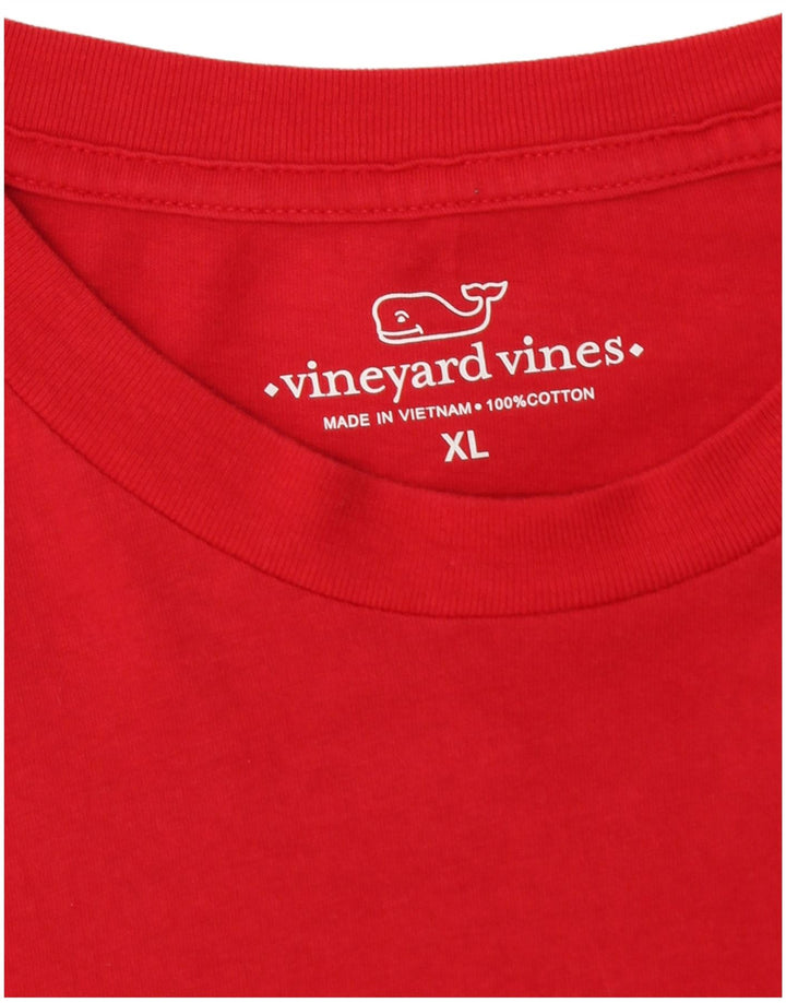 VINEYARD VINES Herre Grafisk Top Langærmet XL Rød Bomuld