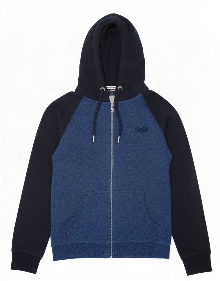 Superdry Hættetrøje med lynlås til mænd Medium Blue Colourblock Bomuld