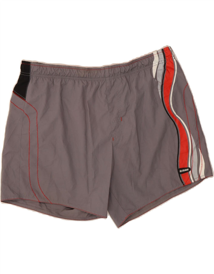COLMAR Mens Swimming Shorts IT 58 Medium Grey Striped Polyester Vintage Colmar and Second-Hand Colmar from Messina Hembry 
