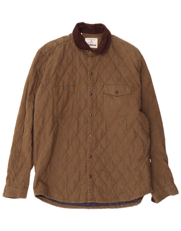 Barbour Herre Quiltet Jakke UK 40 Stor Khaki Bomuld