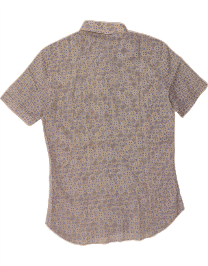 VINTAGE Mens Abstract Pattern Short Sleeve Shirt Small Blue Polyester Vintage Vintage and Second-Hand Vintage from Messina Hembry 