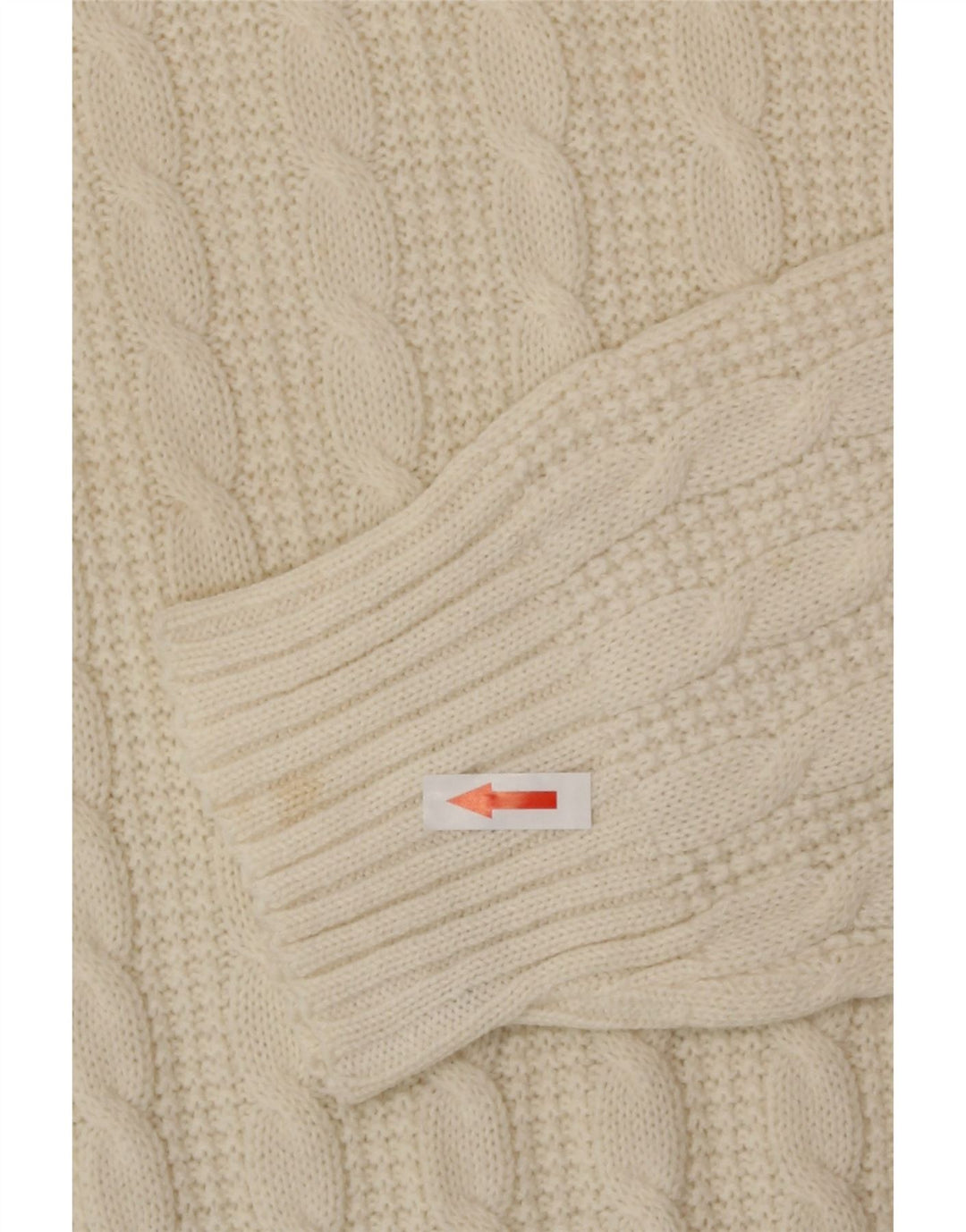 Vintage sweater med rund hals til mænd Medium Off White