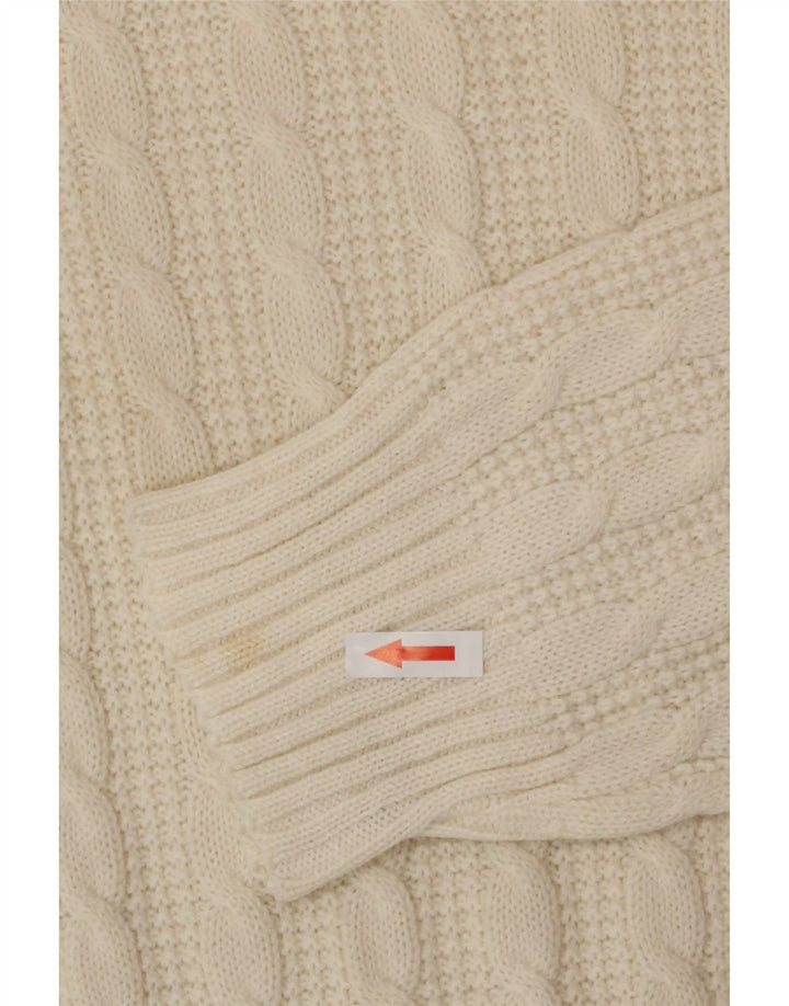 Vintage sweater med rund hals til mænd Medium Off White