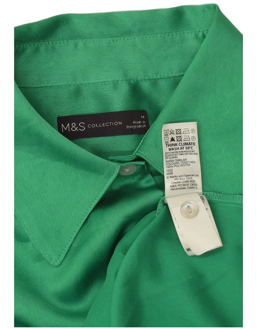 Marks & Spencer Dameskjorte UK 14 Stor grøn polyester
