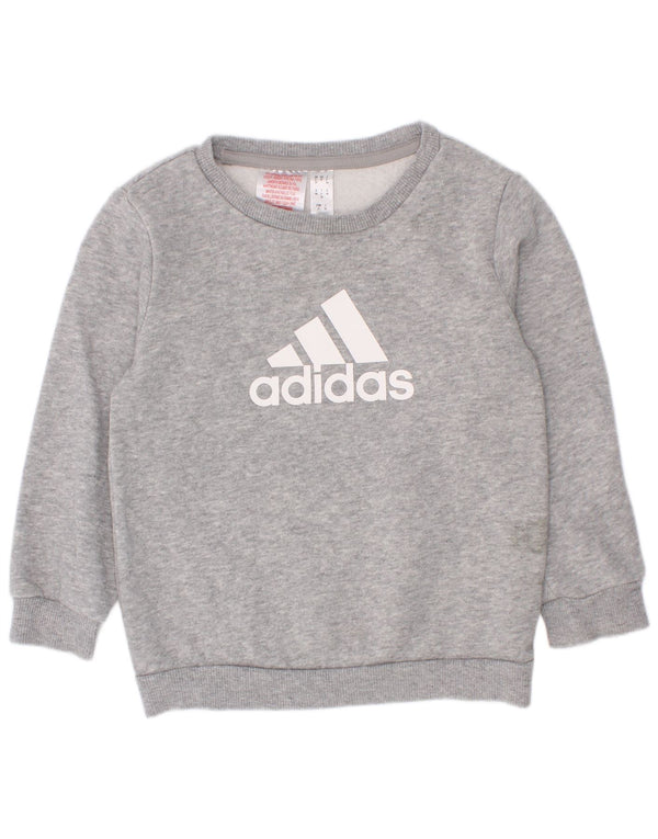 Adidas Boys Graphic Sweatshirt Jumper 2-3 år Grå Flecked Bomuld