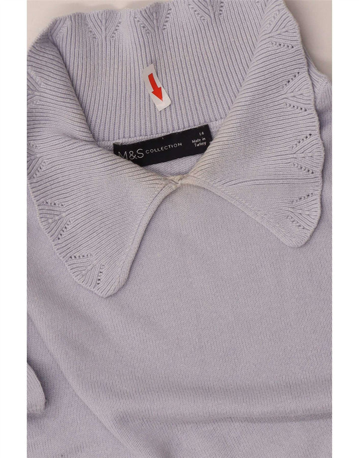 Marks & Spencer Dame Polo Neck Jumper Sweater UK 14 Large Blue