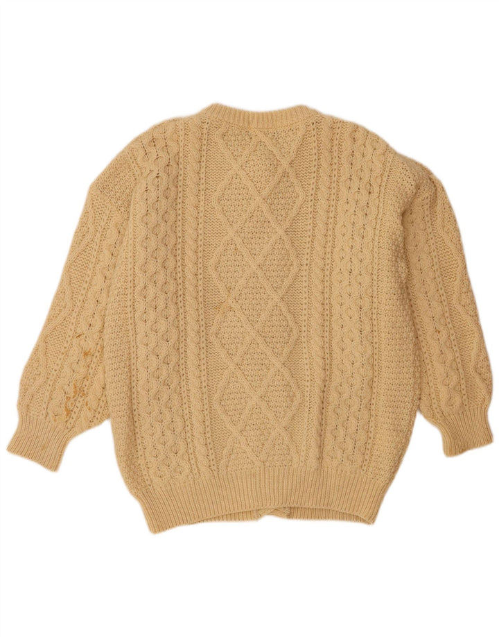 Oak Tree Womens Oversized Cardigan Sweater UK 16 Large Beige Wool