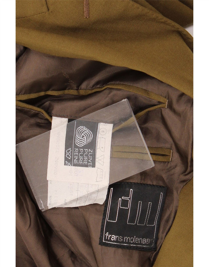 Vintage herre dobbeltradet blazerjakke UK 38 Medium Khaki New Wool