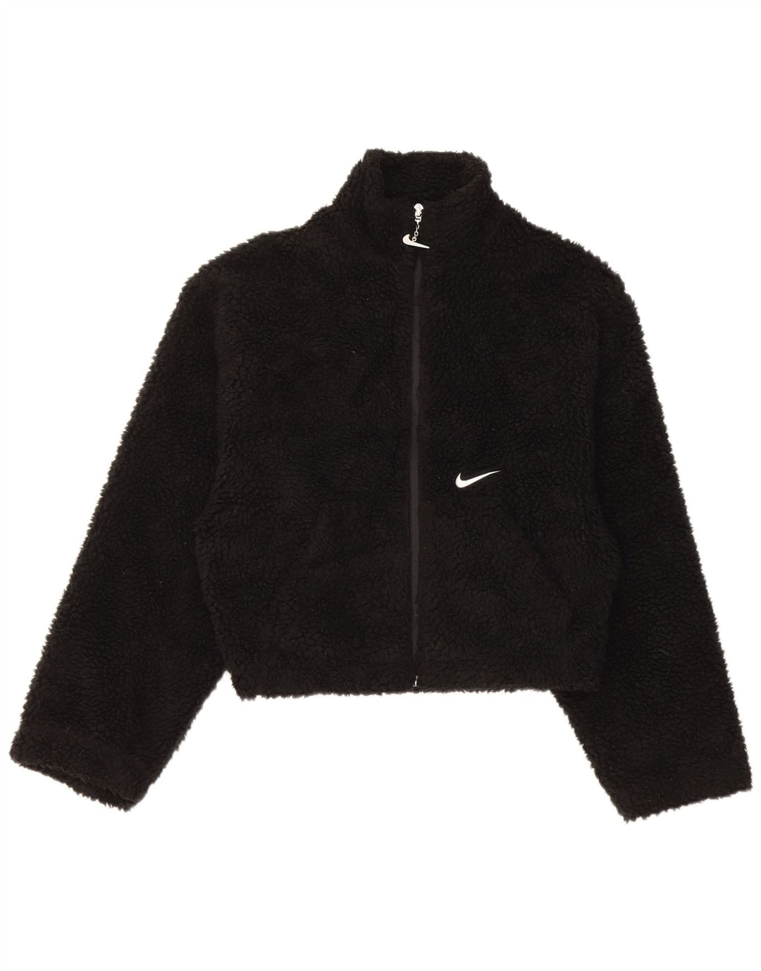 Nike Dame Grafisk Oversized Fleecejakke UK 6 XS Sort Polyester