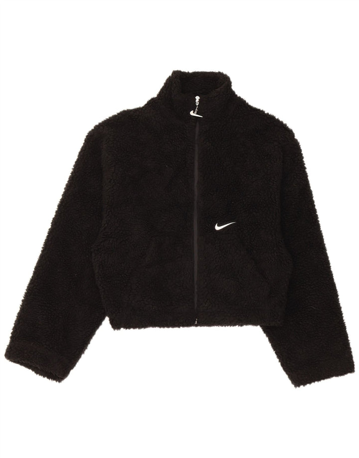 Nike Dame Grafisk Oversized Fleecejakke UK 6 XS Sort Polyester