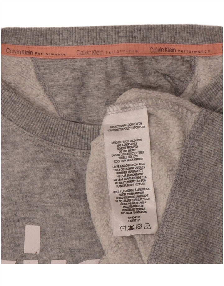 CALVIN KLEIN Womens Oversized Crop Sweatshirt Jumper UK 14 Medium Grey