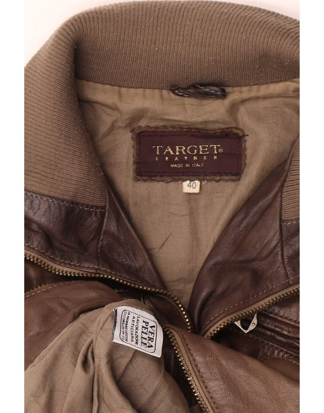 Vintage Dame Crop Læderjakke IT 40 Lille Brun