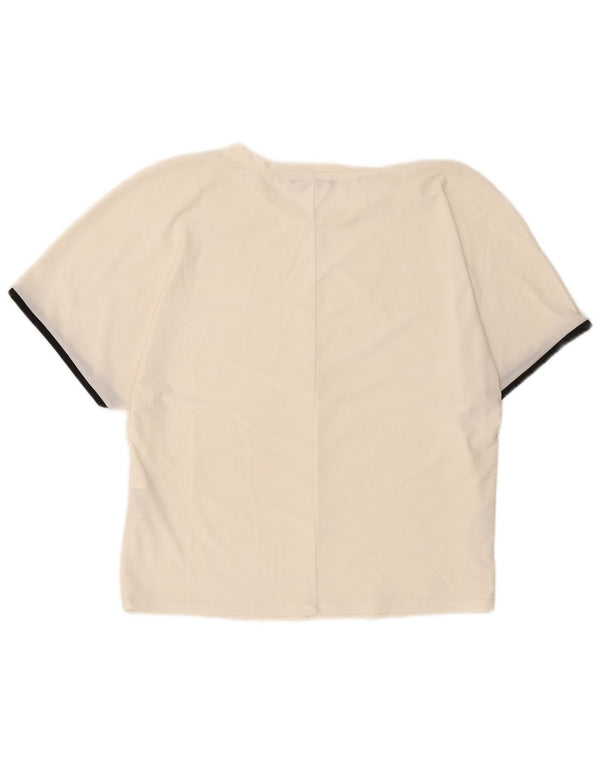 Zara T-Shirt Top UK 14 Medium Off White Polyester
