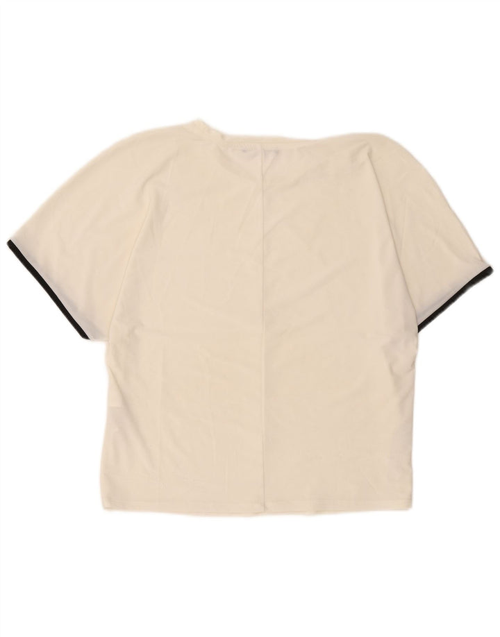 Zara T-Shirt Top UK 14 Medium Off White Polyester