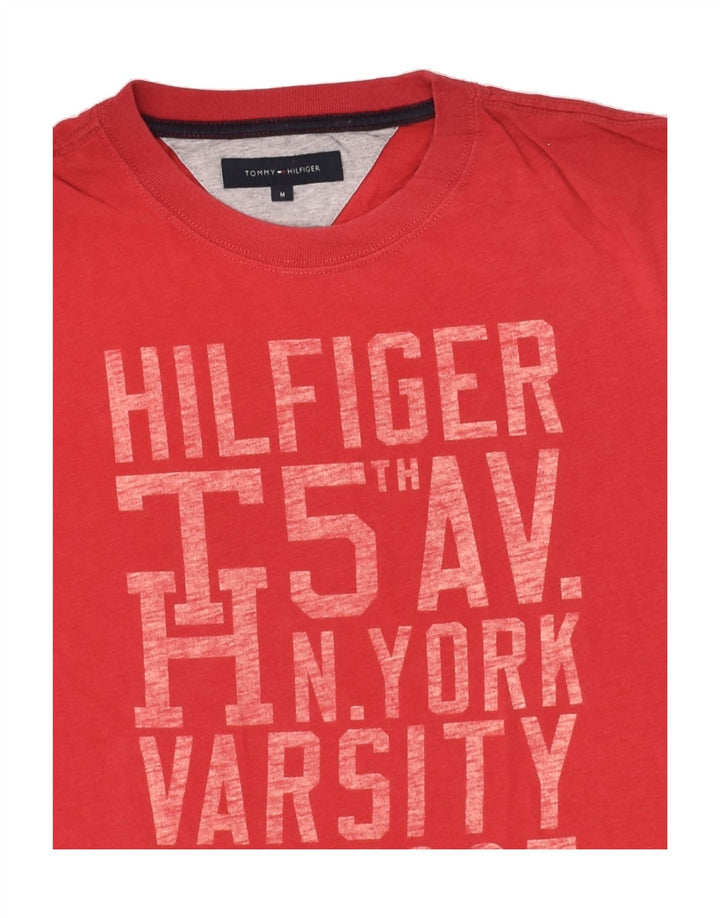TOMMY HILFIGER Mens Graphic T-Shirt Top Medium Red Cotton Vintage Tommy Hilfiger and Second-Hand Tommy Hilfiger from Messina Hembry 