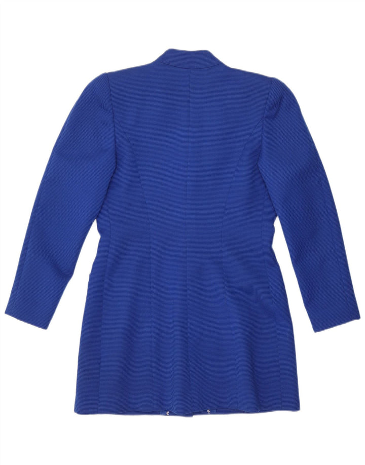 Vintage Dame Longline 4-knaps blazerjakke UK 12 Medium Blue