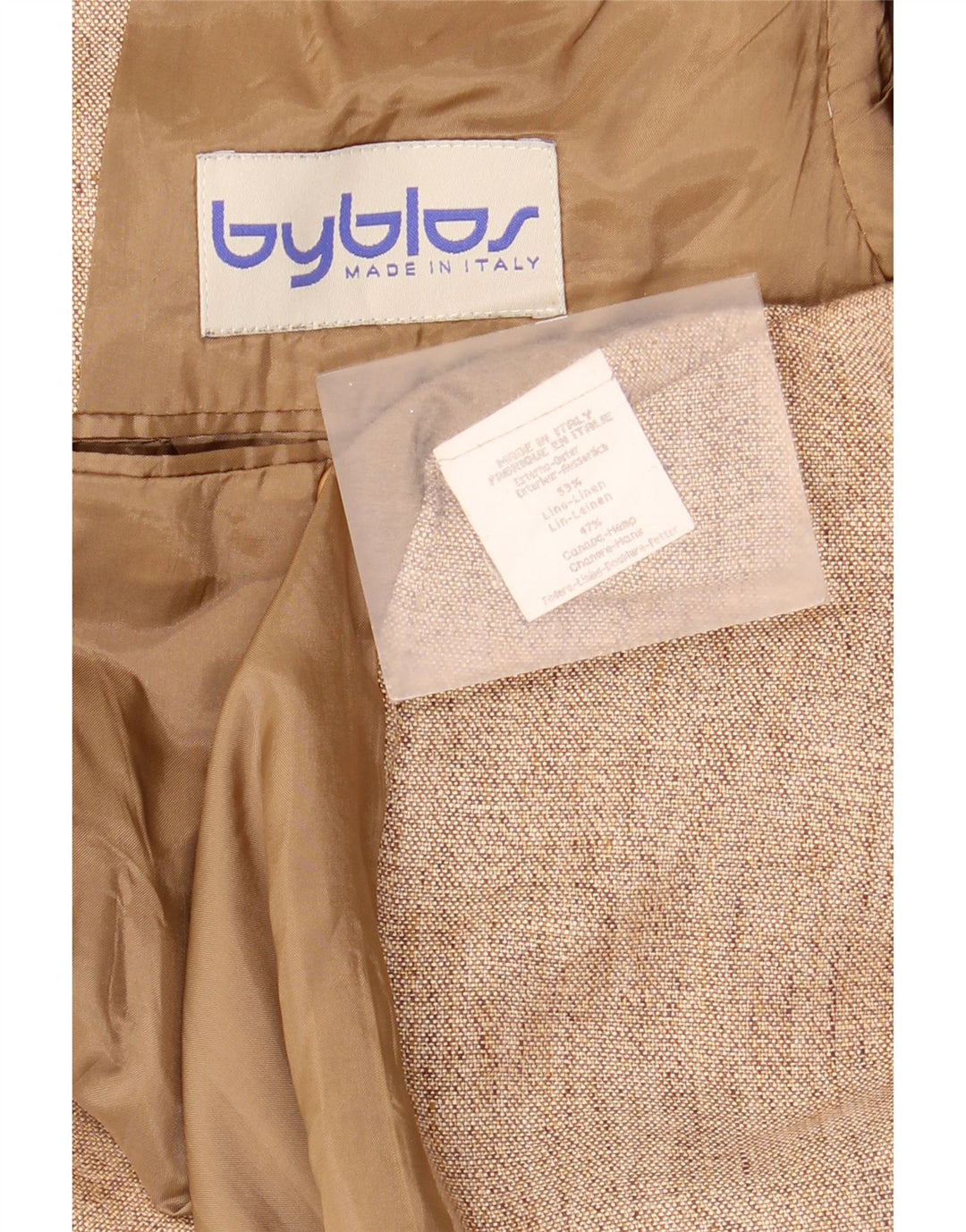 Byblos Herre 3 Button Blazer Jacket UK 38 Medium Beige Linen