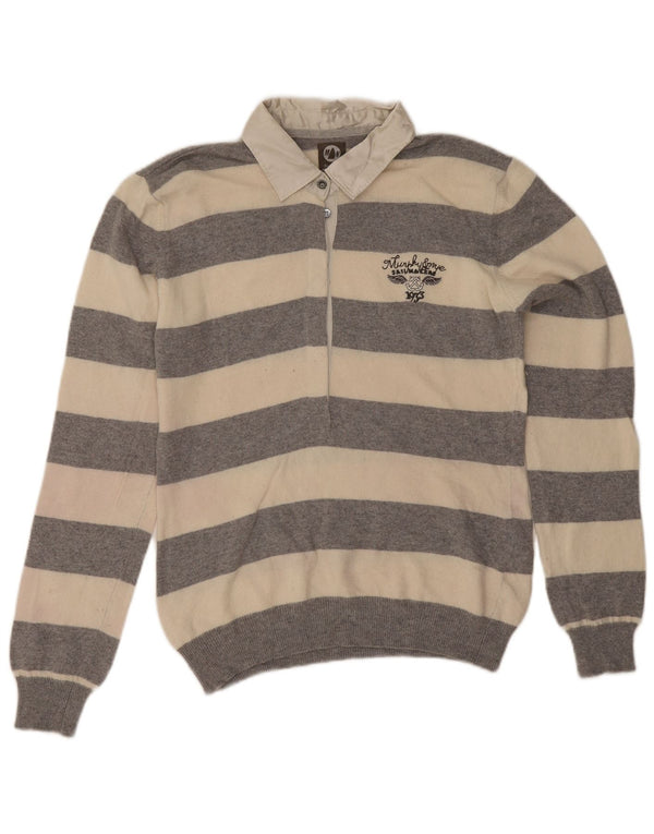 Murphy & Nye Dame Polo Neck Jumper Sweater UK 14 Stor Grå Stribet