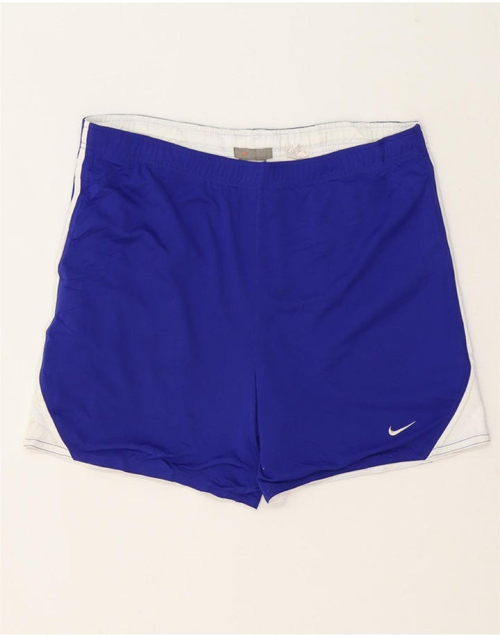NIKE Womens Sport Shorts US 4/6 Small  Blue Colourblock Polyester Vintage Nike and Second-Hand Nike from Messina Hembry 