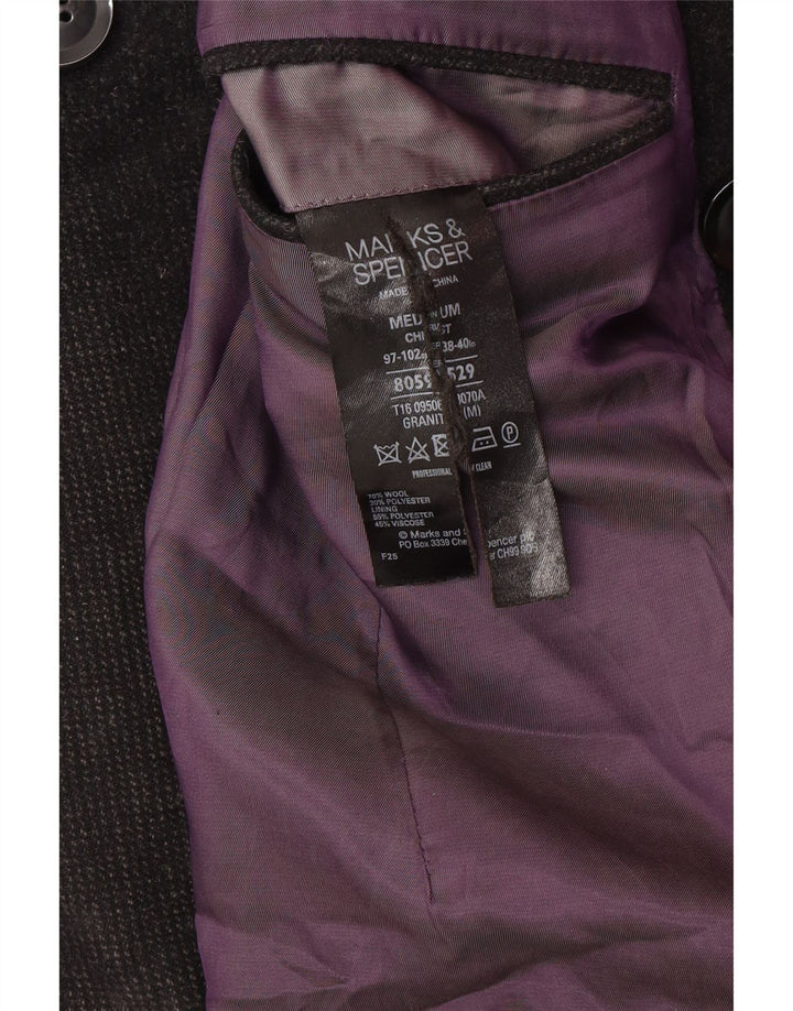 Marks & Spencer Herre Pea Coat UK 38 Medium Black Wool
