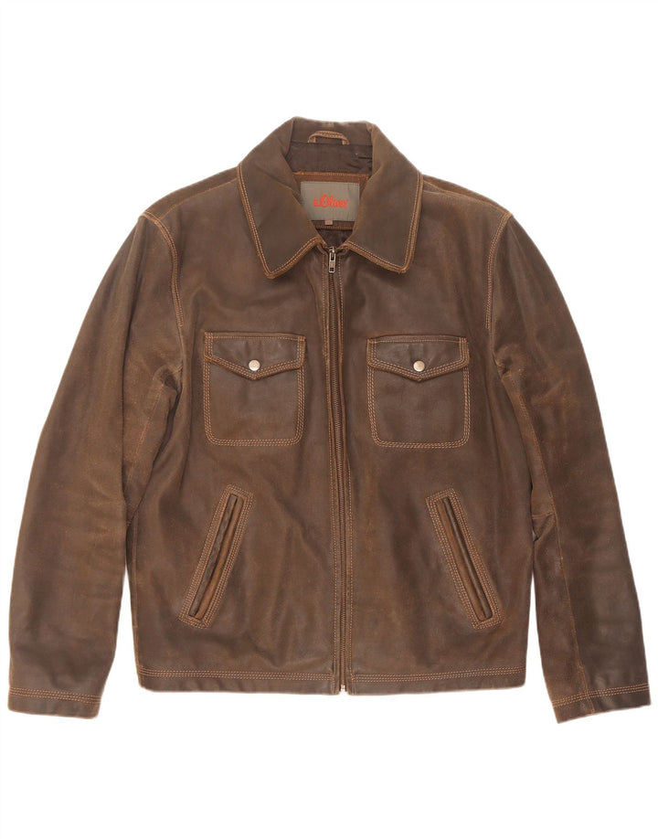 S.Oliver Herre Læderjakke UK 38 Medium Brun