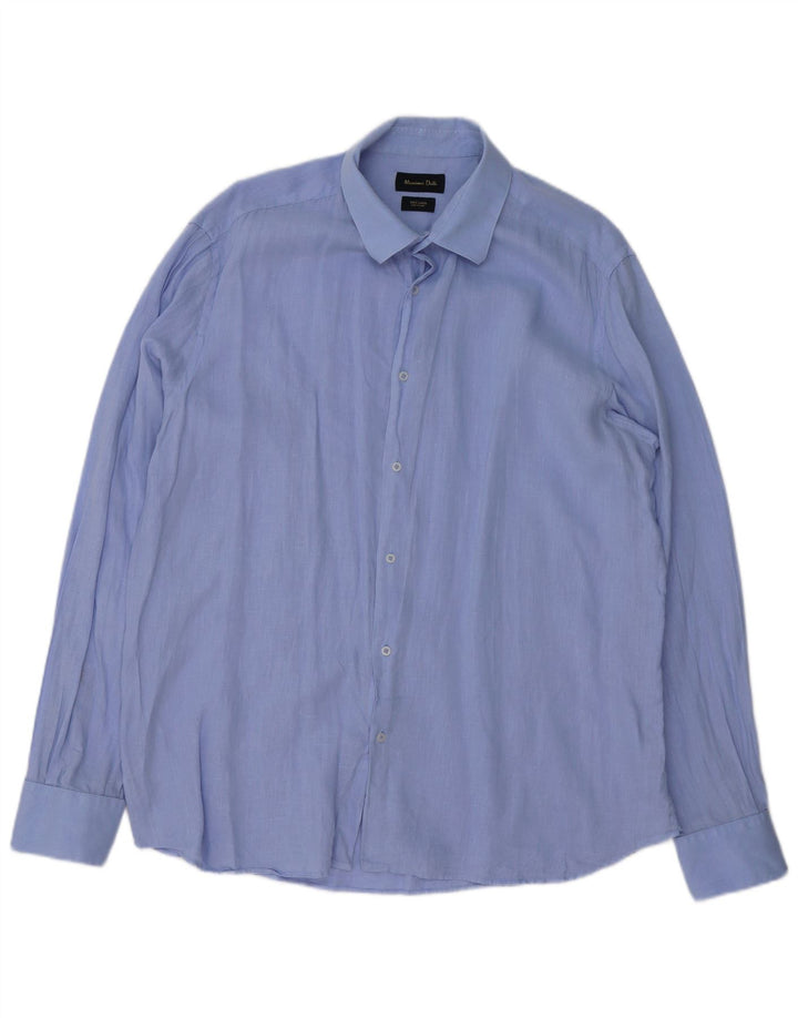 MASSIMO DUTTI Herreskjorte 2XL Blå Linned