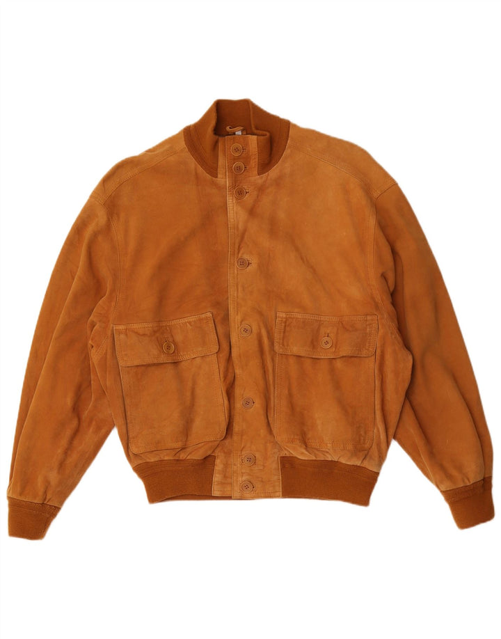 Vintage herre ruskind bomberjakke IT 48 Medium Beige Læder