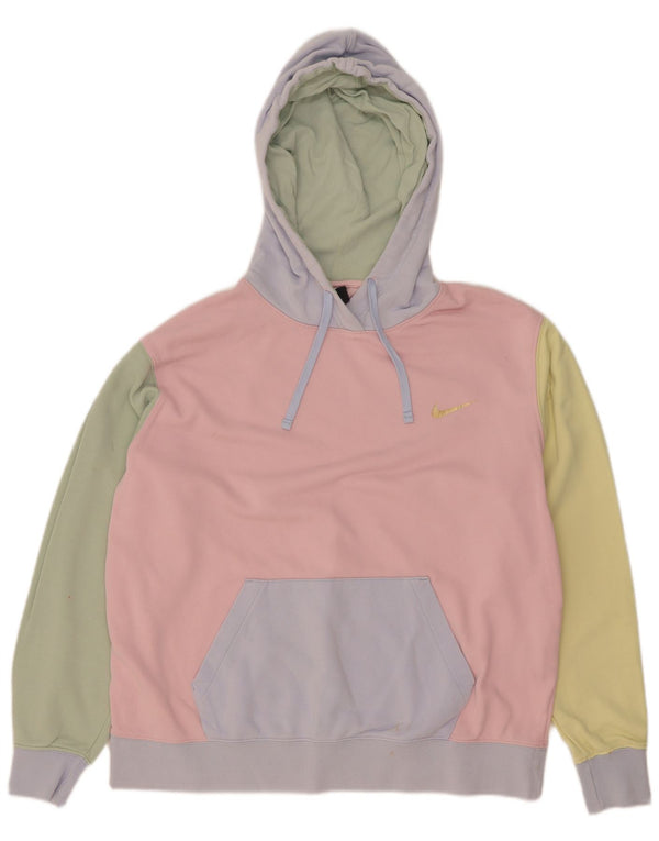 Nike Dame Oversized Hoodie Jumper UK 14 Medium Flerfarvet Colourblock