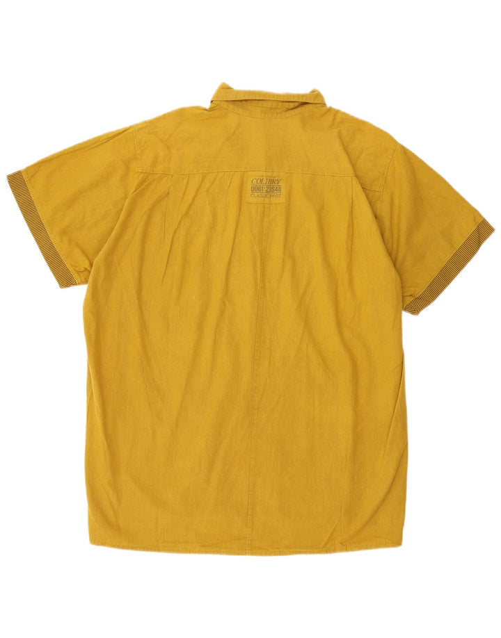 Vintage kortærmet herreskjorte XL gul
