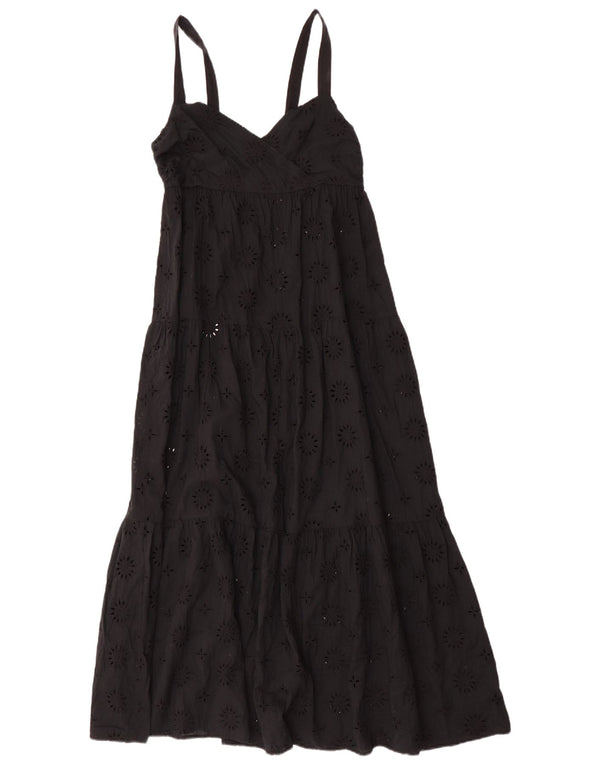 Zara Dame ærmeløs Maxikjole UK 12 Medium Sort