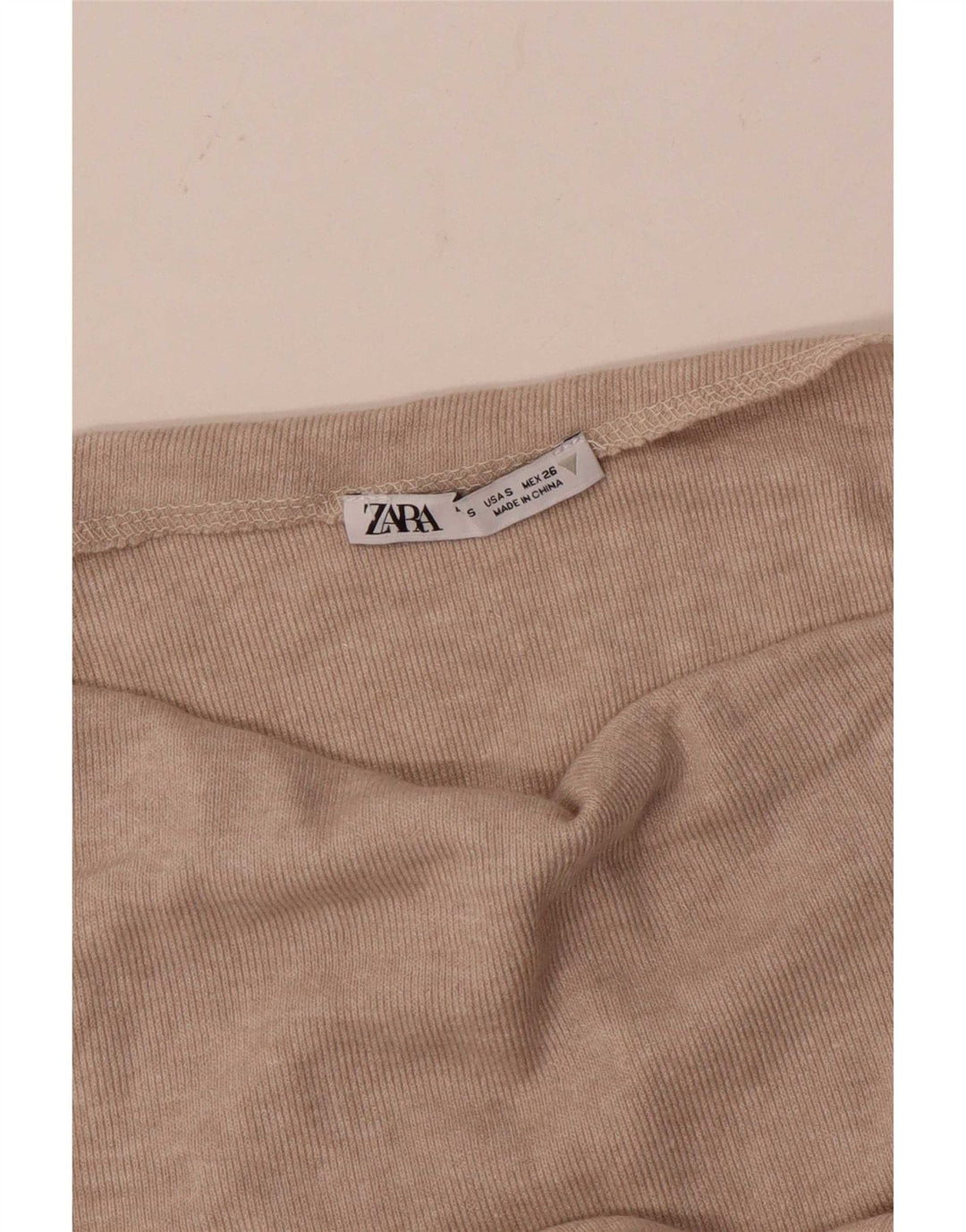 Zara Womens Crop Langærmet One Shoulder Top UK 8 Small Beige