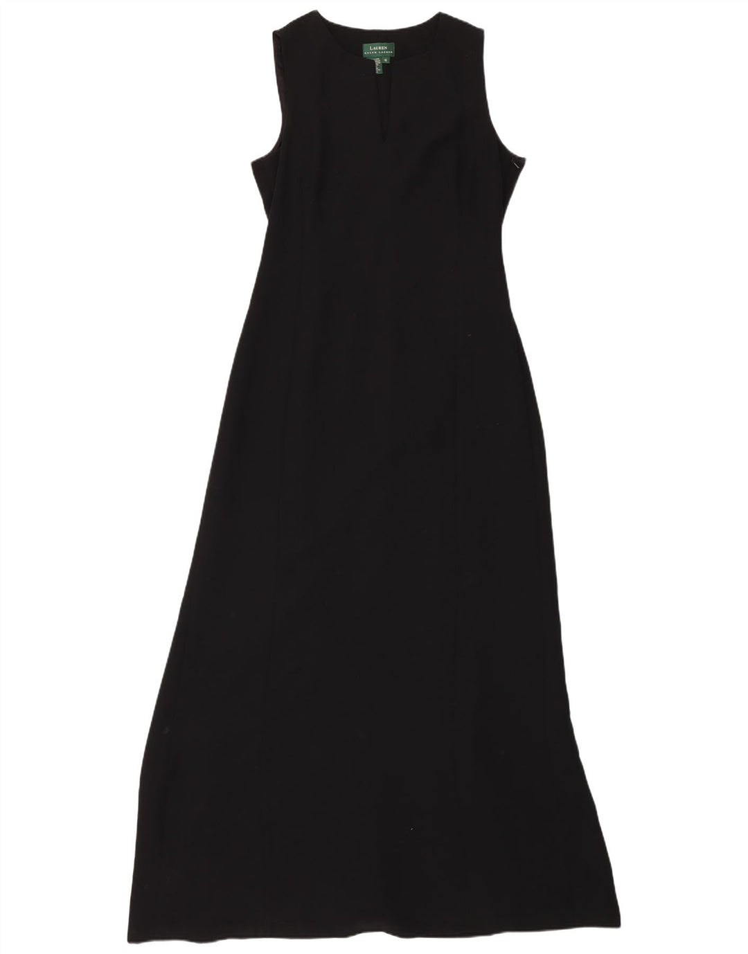 RALPH LAUREN Dame ærmeløs Maxikjole US 10 Large Black Polyester