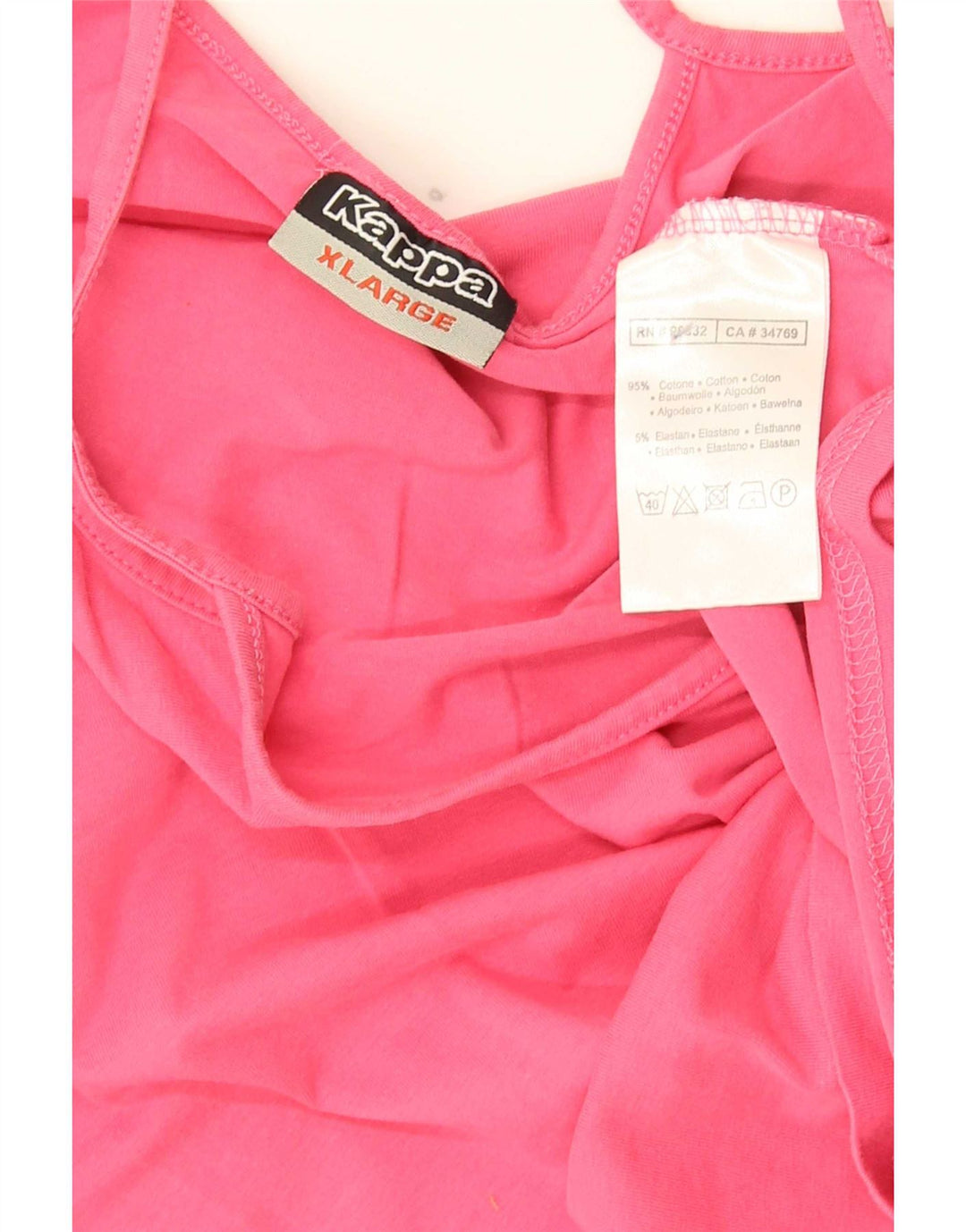 Kappa Dame Crop Cami Top UK 18 XL Rød Bomuld